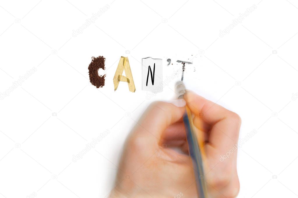 Pencil eraser with eraser. Replace cant with can