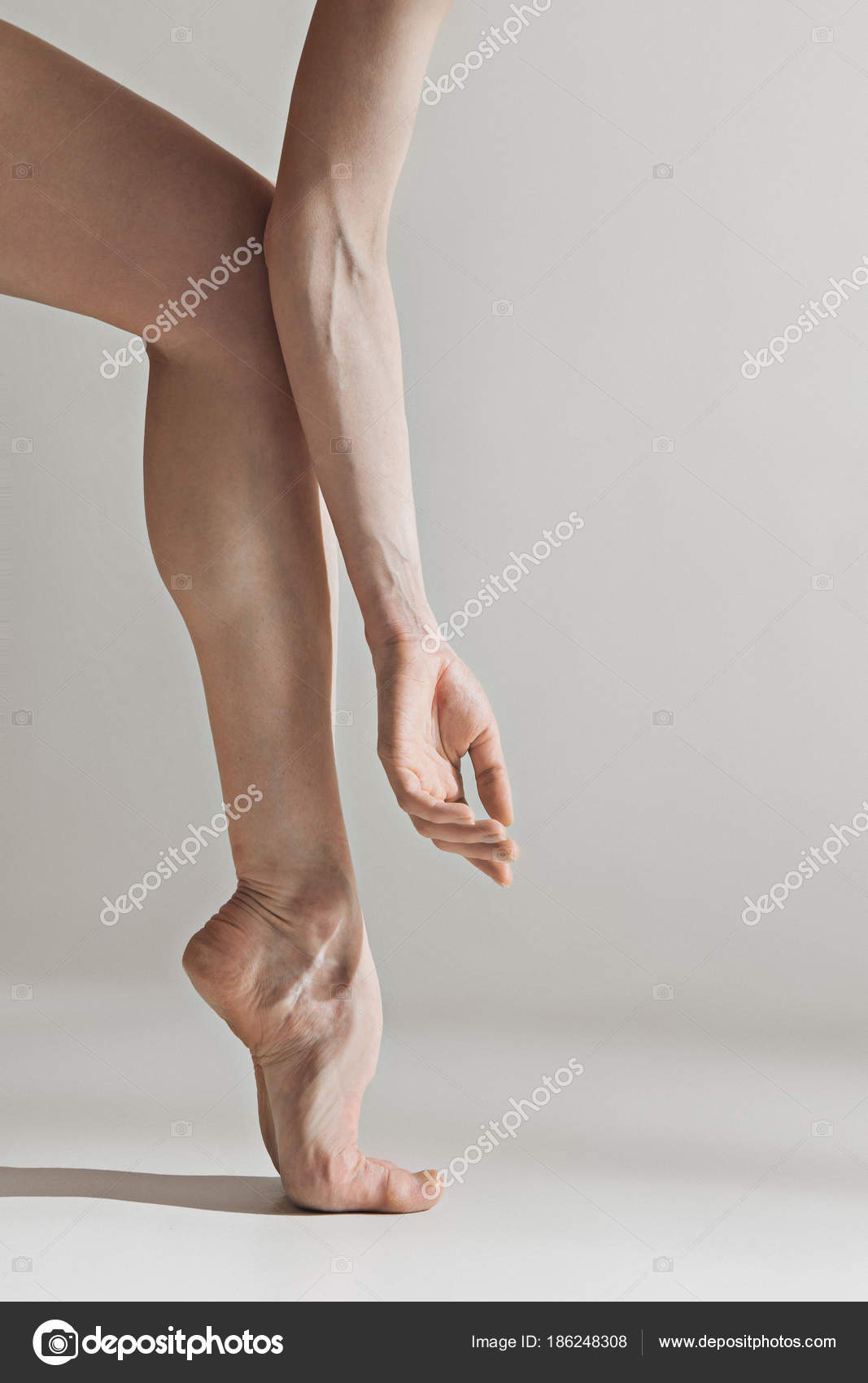 Close-up ballerinas legs on the white floor Stock by ©vova130555@gmail.com