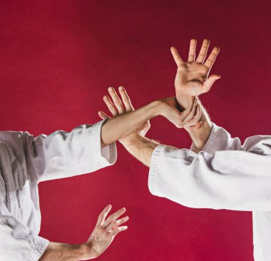 Dövüş sanatları okulu Aikido eğitimi, dövüşen iki kişi