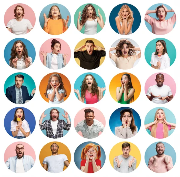 Il collage di persone sorprese — Foto Stock