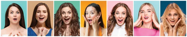 Collage de fotos de mujeres felices sonrientes atractivas — Foto de Stock