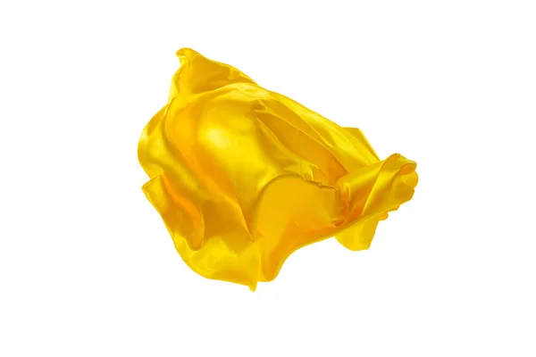 Pano amarelo transparente elegante liso separado no fundo branco . — Fotografia de Stock