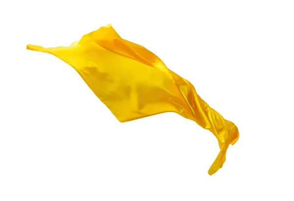 Smidig elegant transparent gul tyg separerade på vit bakgrund. — Stockfoto
