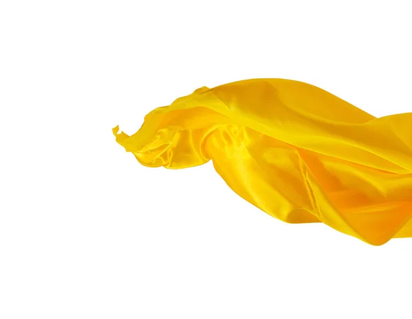 Hladká elegantní transparentní žluté látky oddělené na bílém pozadí. — Stock fotografie