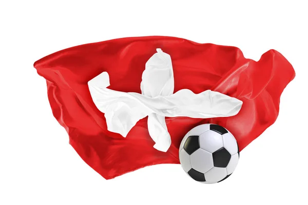 La bandera nacional de Suiza. Copa Mundial de la FIFA. Rusia 2018 — Foto de Stock