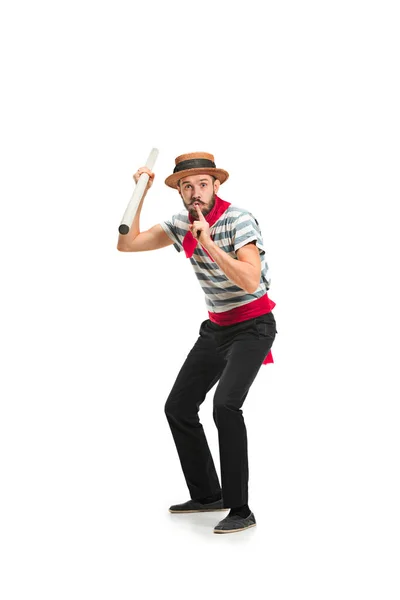 Hombre caucásico en traje gondolero tradicional y sombrero — Foto de Stock