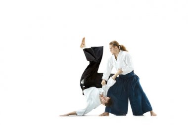 Dövüş sanatları okulu Aikido eğitimi, kavga eden iki adam