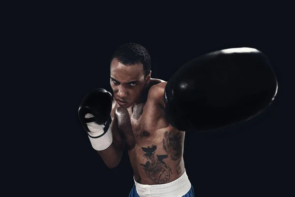 Обучение боксу и боксерская груша — стоковое фото