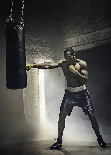 Boxing training and punching bag — Stock Photo, Image