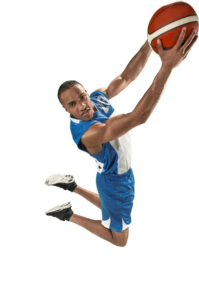 Full length portrait of a basketball player with ball — Stock Photo, Image