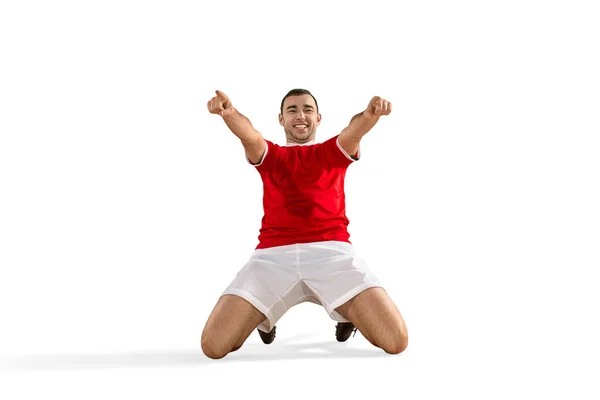 Felicidad jugador de fútbol después de gol — Foto de Stock