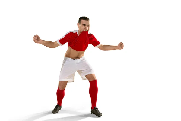 Happiness football player after goal — Stock Photo, Image