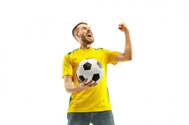 Brezilya fan beyaz arka plan üzerinde kutluyor