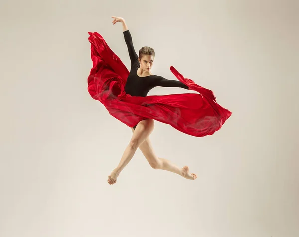 Modern ballet dancer dancing in full body on white studio background. — Stock Photo, Image