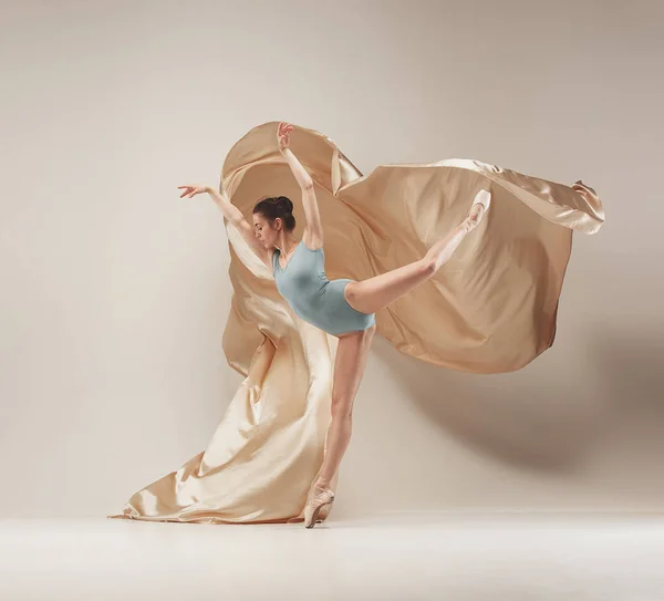 Modern ballet dancer dancing in full body on white studio background. — Stock Photo, Image