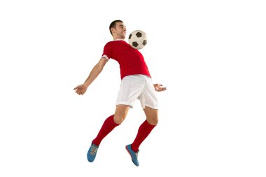Profesyonel futbol Futbol oyuncu izole beyaz arka plan