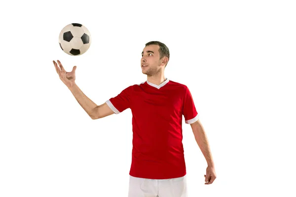 Professional football soccer player isolated white background — Stock Photo, Image