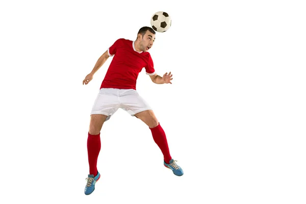 职业足球足球运动员隔离白色背景 — 图库照片