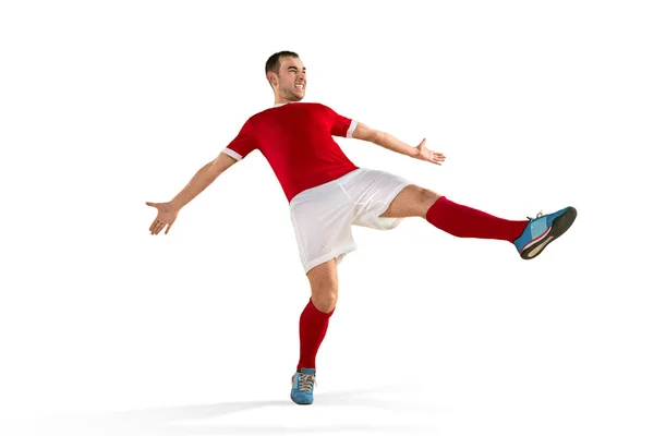 Professional football soccer player isolated white background — Stock Photo, Image