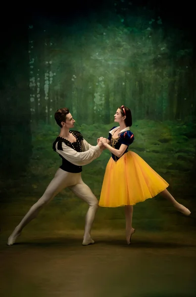 Молоді танцюристи балету, як білосніжні персонажі лісу. — стокове фото