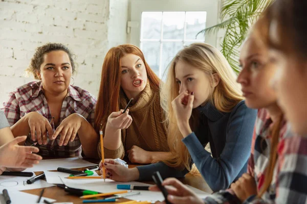 Young people discussing about women rights and equality at the office — Stock Photo, Image