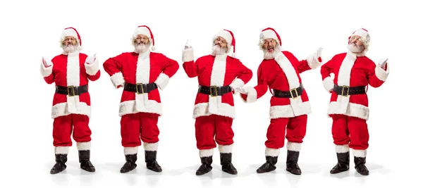 Emotional Santa Claus greeting with New Year and Christmas, copyspace — Stock Photo, Image