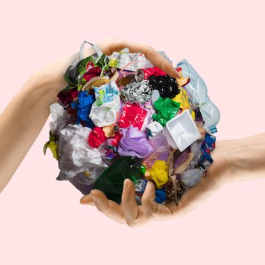 Modern tasarım. Çağdaş sanat kolajı. Ekoloji kavramı.