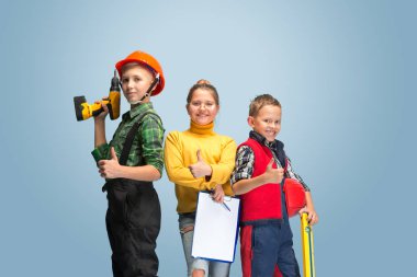 Kids dreaming about future profession of engineer