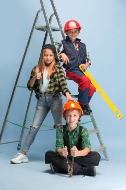 Kids dreaming about future profession of engineer