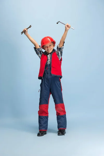 Boy dreaming about future profession of engineer — Stok fotoğraf