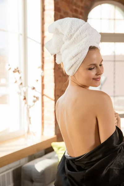 Beauty Day. Woman doing her daily skincare routine at home — 스톡 사진