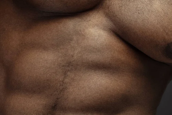 Texture of human skin. Close up of african-american male body — 图库照片