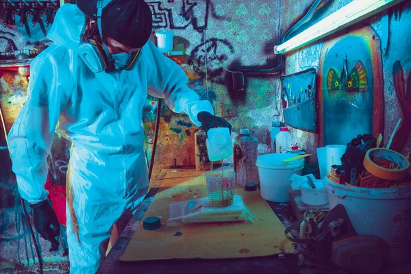 Skater in process of making his own skateboard, longboard - open business concept — Stock Photo, Image