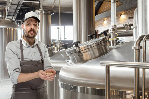 Professional brewer on his own craft alcohol production