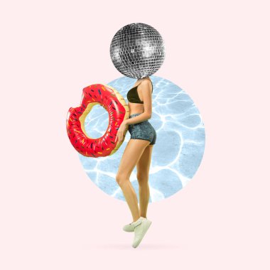 Moda sanat eseri, modern tasarım. Çağdaş sanat kolajı. Yaz mevsimi kavramı.