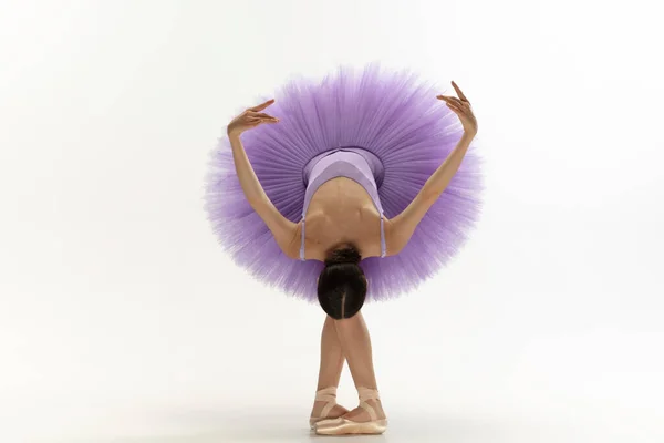 Joven bailarina elegante tierna sobre fondo blanco estudio —  Fotos de Stock