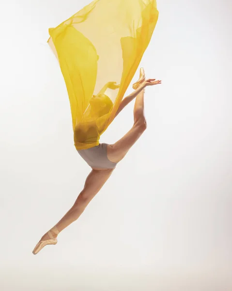 Jeune ballerine tendre gracieuse sur fond de studio blanc — Photo