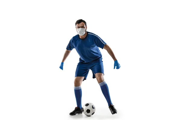 Sportsman in maschera protettiva, coronavirus trattamento illustrazione concetto — Foto Stock