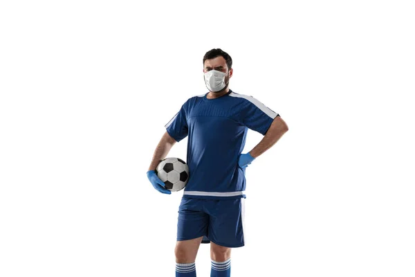Sportsman in maschera protettiva, coronavirus trattamento illustrazione concetto — Foto Stock