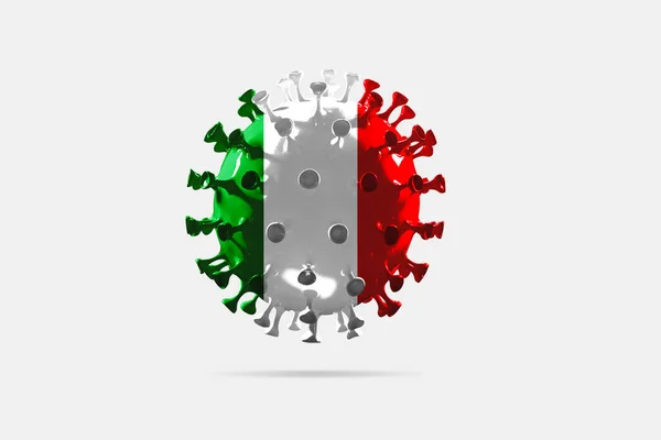 Modell för COVID-19 coronavirus färgade i nationella Italien flagga, begreppet pandemi spridning — Stockfoto