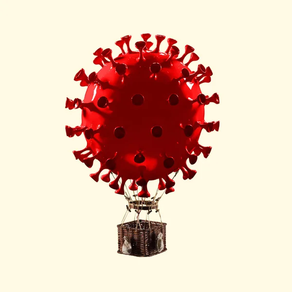 Ballong tillverkad av modeller av COVID-19 coronavirus, begreppet pandemisk spridning — Stockfoto
