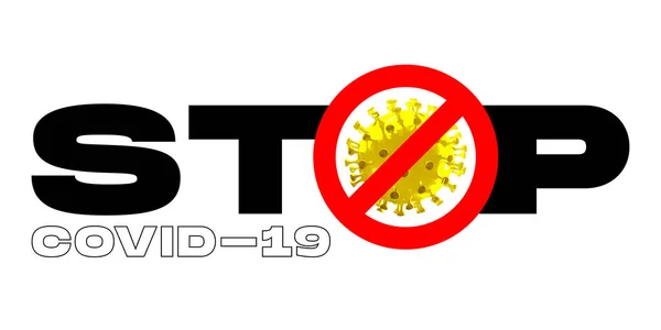 Model van COVID-19 in woord STOP, concept van pandemische verspreiding, virus 2020 — Stockfoto