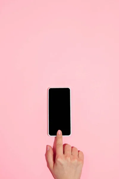 Kullanılan aygıt, üst görünümde aygıt, kopyalanmış boş ekran, minimal biçim — Stok fotoğraf