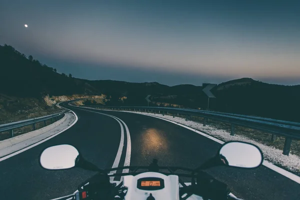 Bike drve at night on local road. — Stock Photo, Image