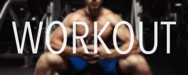 Spor salonunda bulanık arka plan vücut geliştirmeci kelime Egzersiz.