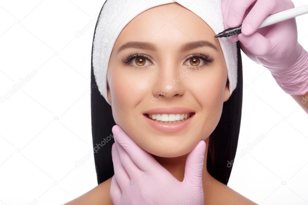 Young woman before plastic surgery operation