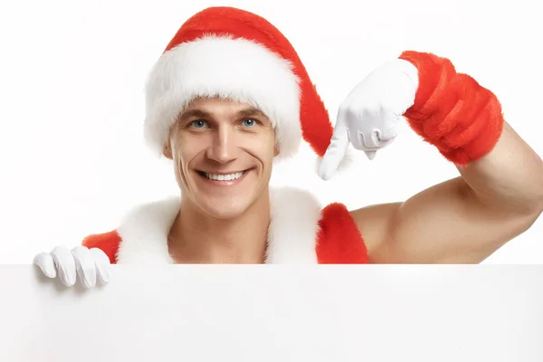 Santa Claus s nápis prodej fitness — Stock fotografie