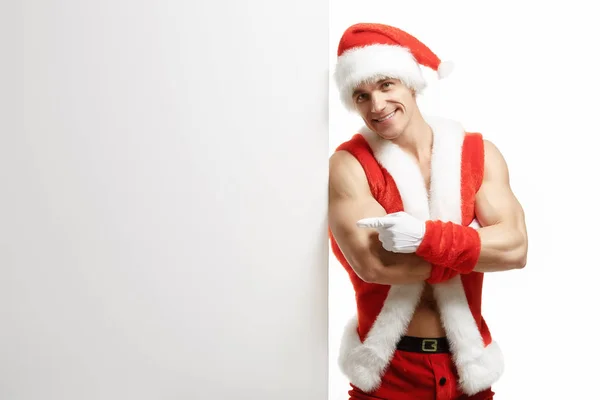 Santa Claus s nápis prodej fitness — Stock fotografie