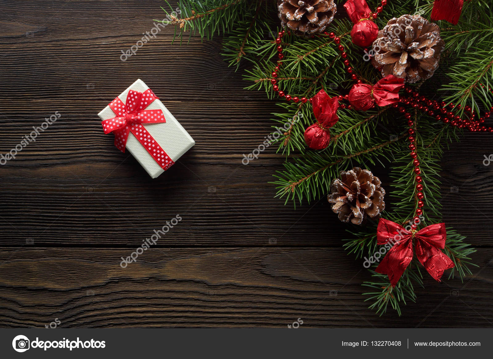 christmas wooden background with christmas tree and red decoration christmas background cardboard box with a red bow a christmas gift - Cardboard Box Christmas Decorations christmas wooden background with christmas tree and red decoration christmas background cardboard box with a red bow a christmas gift - Cardboard Box Christmas Decorations