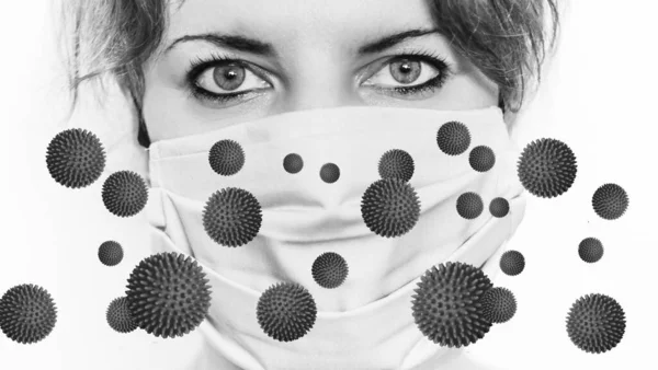 Close Woman Face Mask Coronavirus Pandemic Concept — Stock Photo, Image